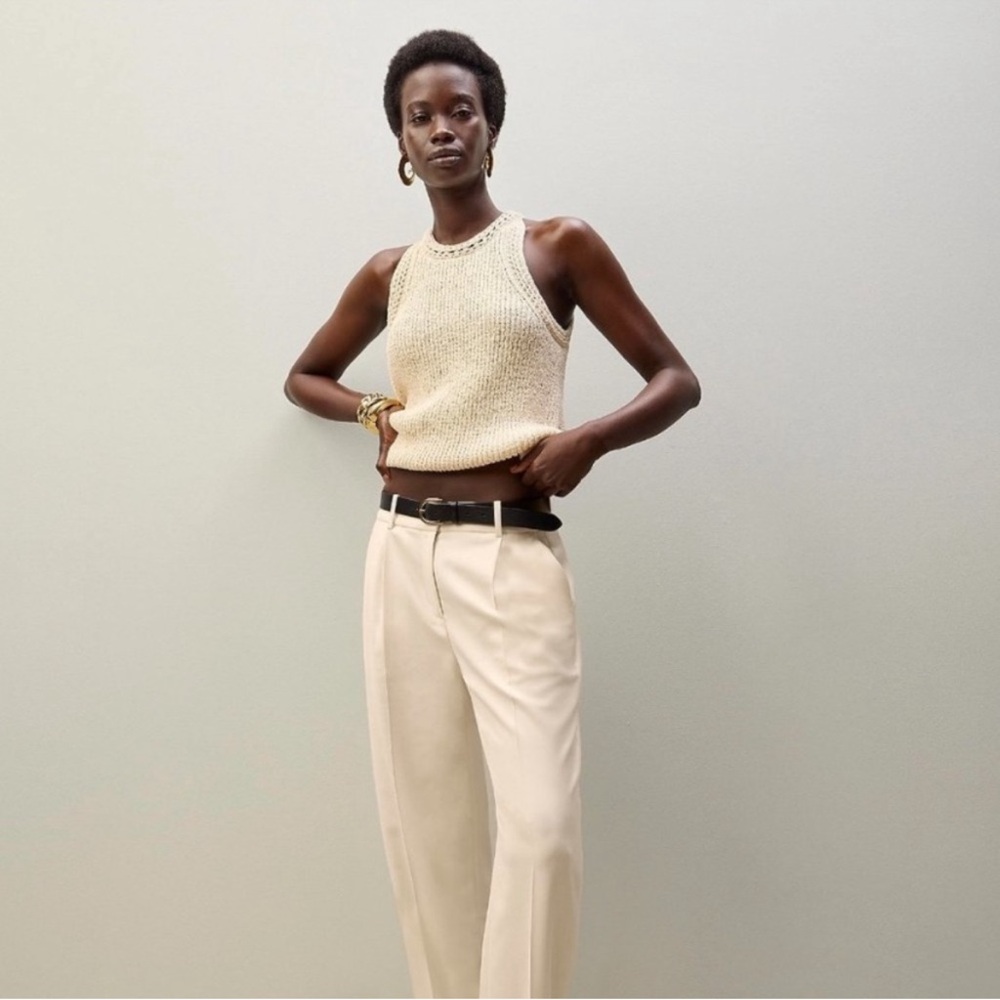 NWT J. Crew High-Neck Textured Pointelle Cream Sweater Tank BQ206 - Picture 4 of 8